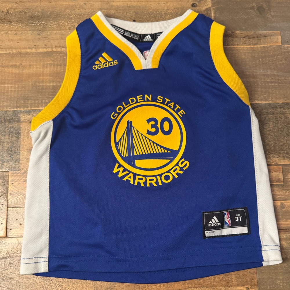 Adidas Kids Blue and Yellow Golden State Warriors Jersey